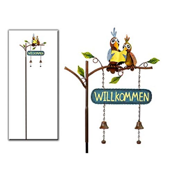 Gartenstecker Gartenstab *Willkommen* Vogelpaar Metall